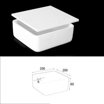 (LRC2600) Rectangular Alumina Crucible, 2600ml, 200x200x80mm (1pc/ea)