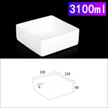 (LRN3100) Rectangular Alumina Crucible, 3100ml, 220x220x80mm (1pc/ea)