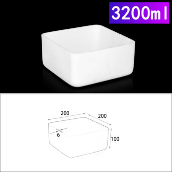 (LRN3200) Rectangular Alumina Crucible, 3200ml, 200x200x100mm (1pc/ea)
