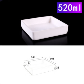 (LRN520) Rectangular Alumina Crucible, 520ml, 140x140x38mm (1pc/ea)